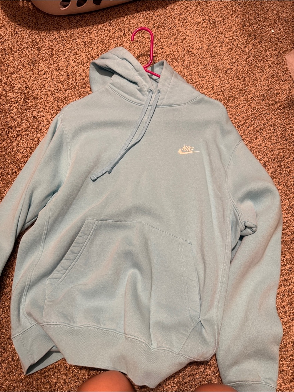 Nike Light Blue Crewneck Hoodie with Small Logo